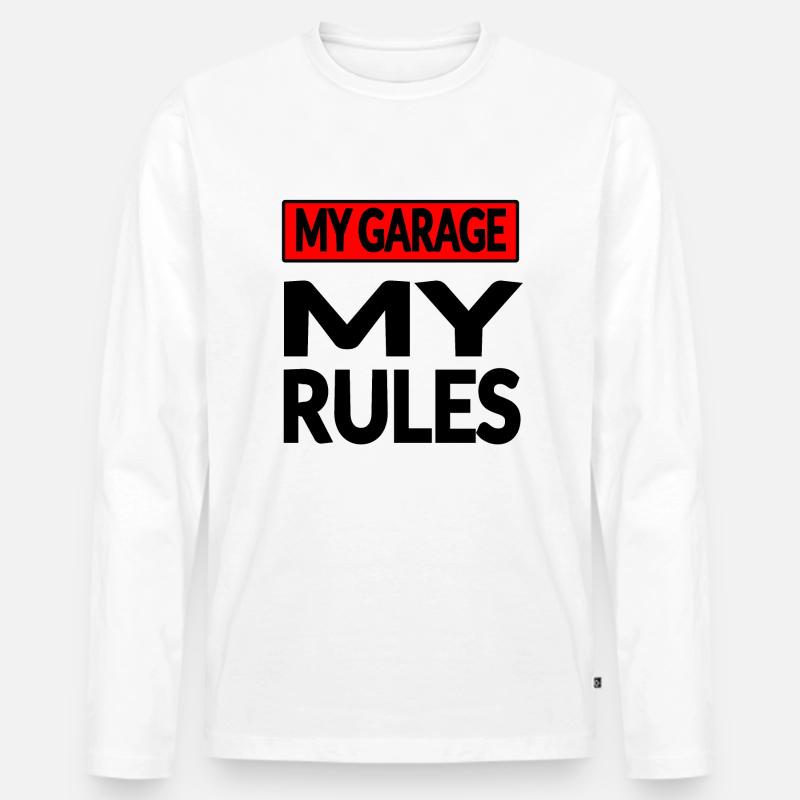 Garage - Männer Premium Bio Langarmshirt - Weiß