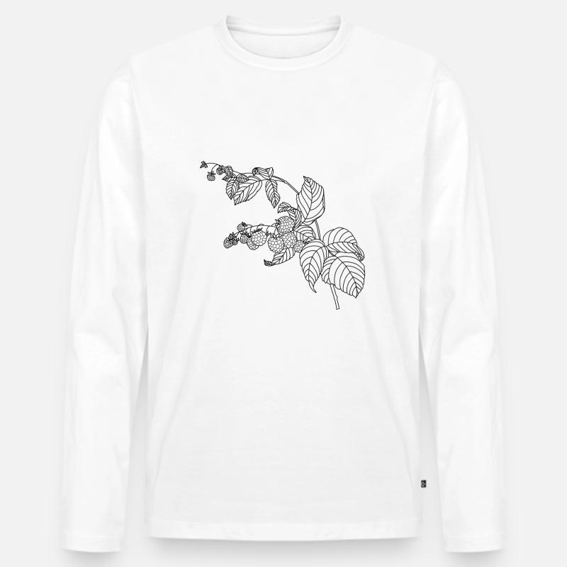 Himbeere - Männer Premium Bio Langarmshirt - Weiß