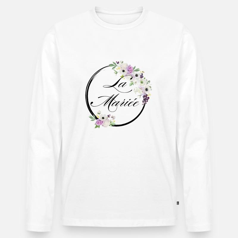 Die lila Blumenbraut - Braut Geschenkidee - Männer Premium Bio Langarmshirt - Weiß