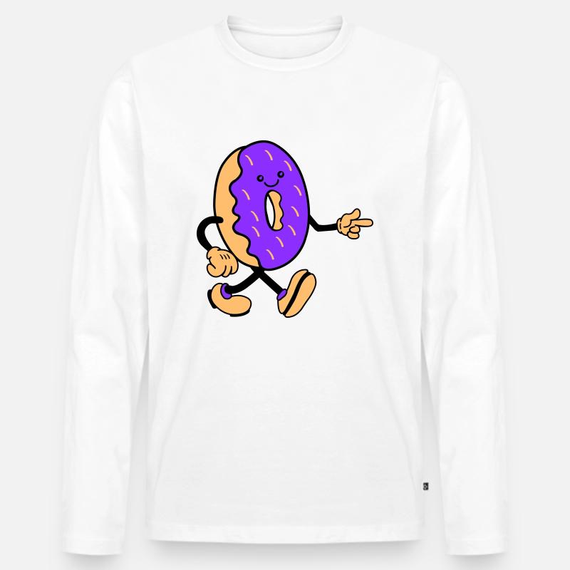 donut comic smile - Männer Premium Bio Langarmshirt - Weiß