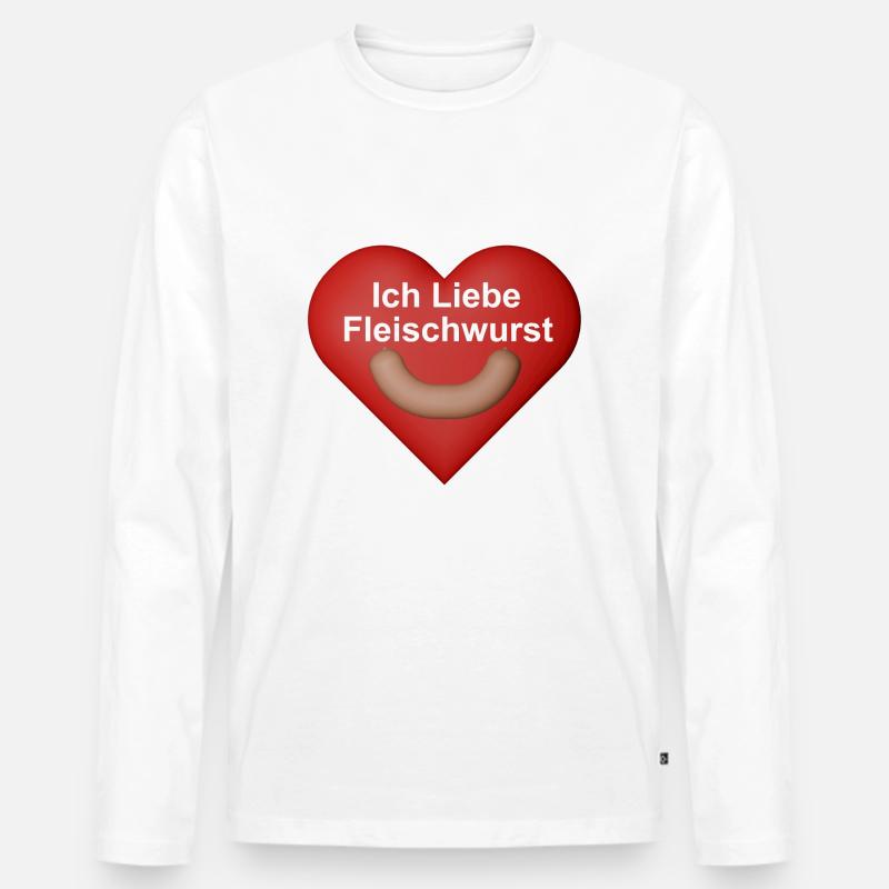 Ich Liebe Fleischwurst - Männer Premium Bio Langarmshirt - Weiß