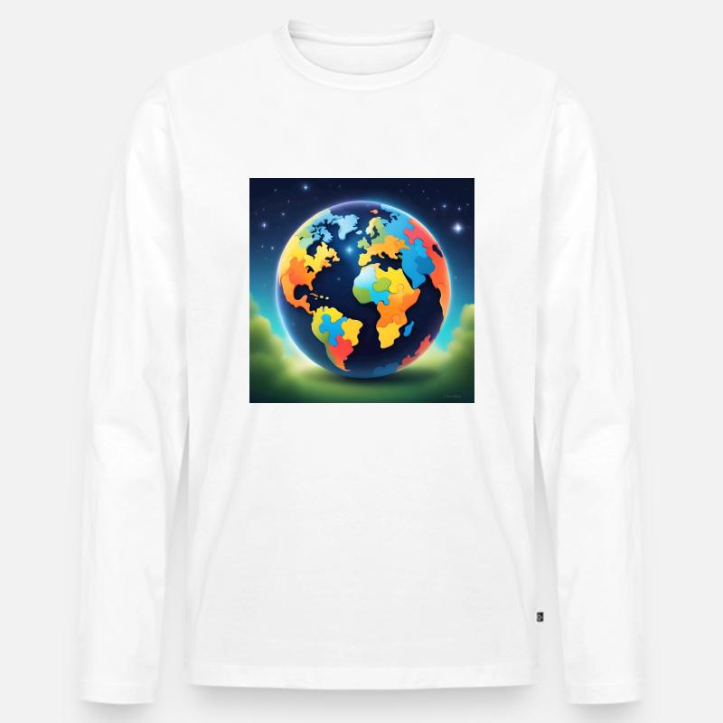 Autism World - Männer Premium Bio Langarmshirt - Weiß