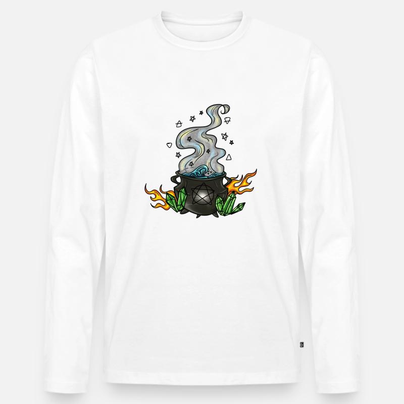Der vier Elemente Kessel - Männer Premium Bio Langarmshirt - Weiß