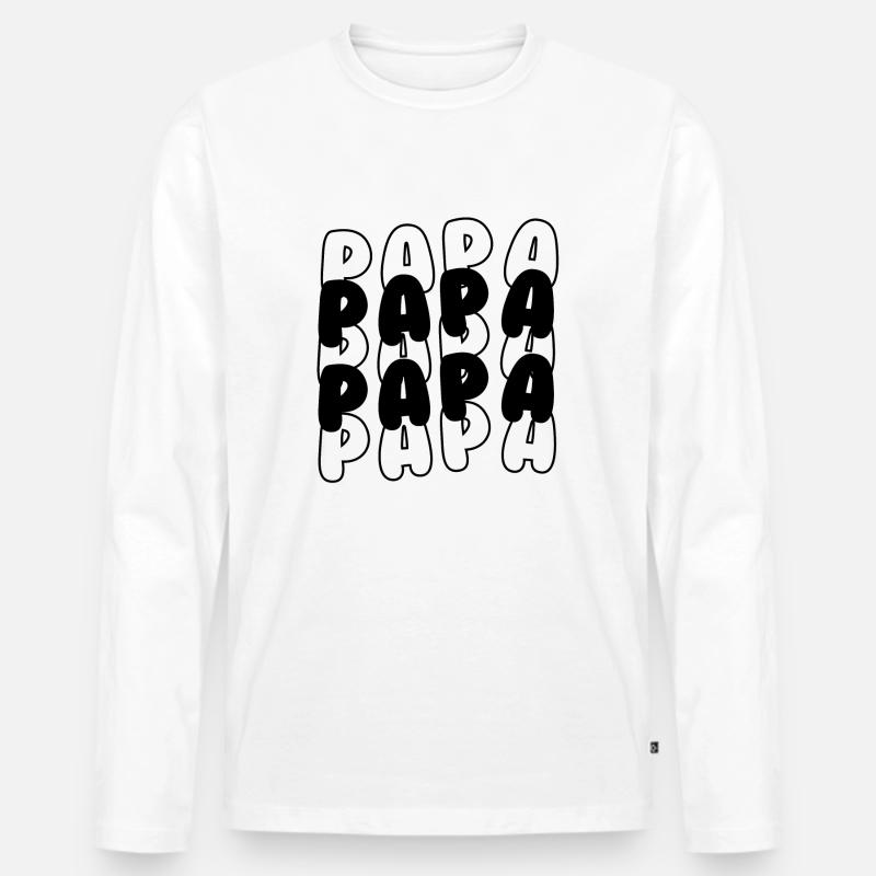 Papa schwarz - Männer Premium Bio Langarmshirt - Weiß