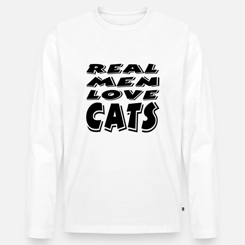 Katze - Männer Premium Bio Langarmshirt - Weiß
