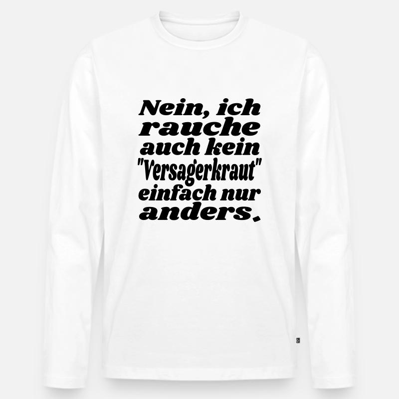 rauche auch kein - Männer Premium Bio Langarmshirt - Weiß