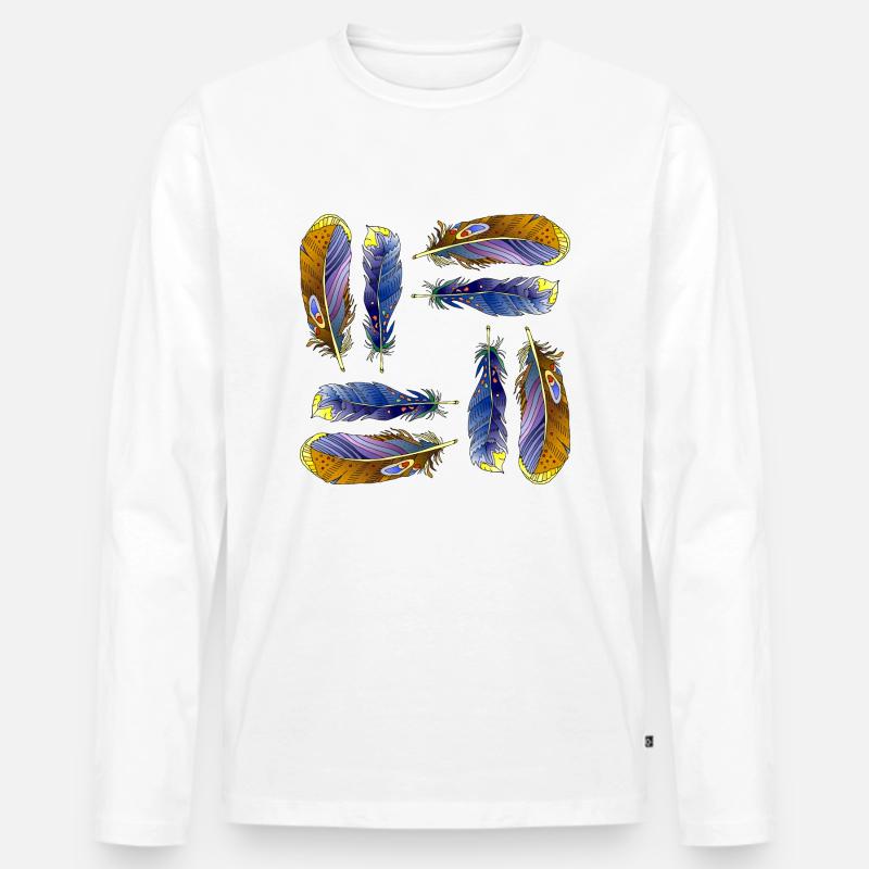Feder - Männer Premium Bio Langarmshirt - Weiß