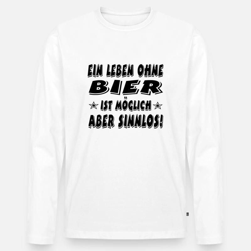 Bier - Männer Premium Bio Langarmshirt - Weiß