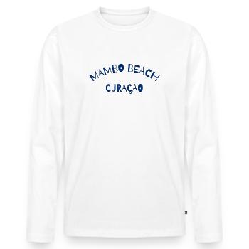 Mambo Beach - Curacao - Dutch Caribbean - Karibik - Männer Premium Bio Langarmshirt - Weiß - Vorne - Nico (187cm)