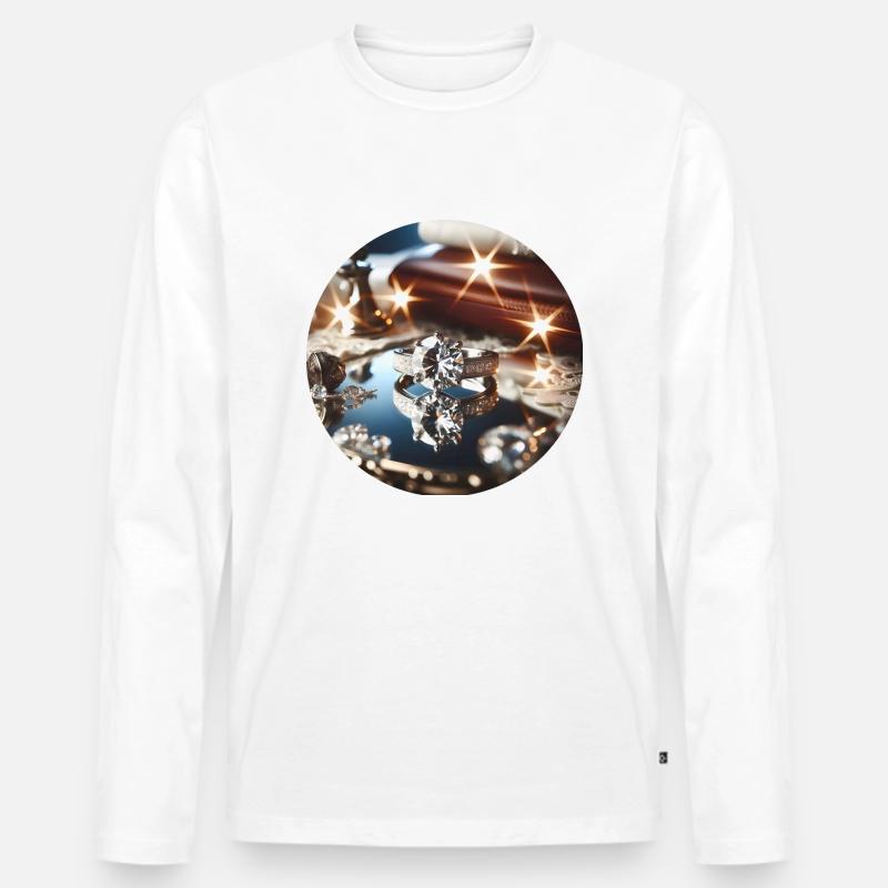 Diamant - Männer Premium Bio Langarmshirt - Weiß