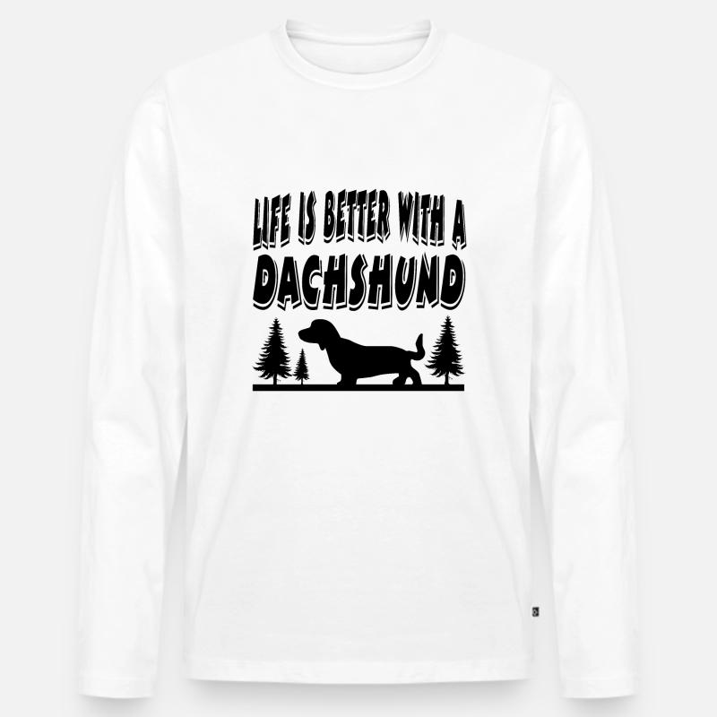 Dackel - Männer Premium Bio Langarmshirt - Weiß