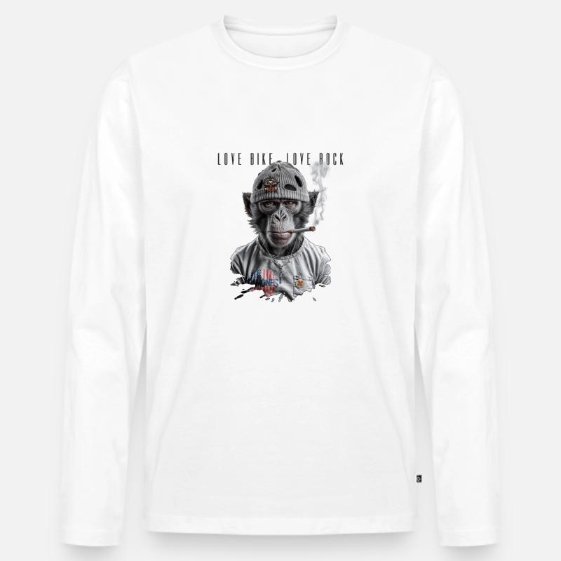 Rock Primate Biker - Männer Premium Bio Langarmshirt - Weiß