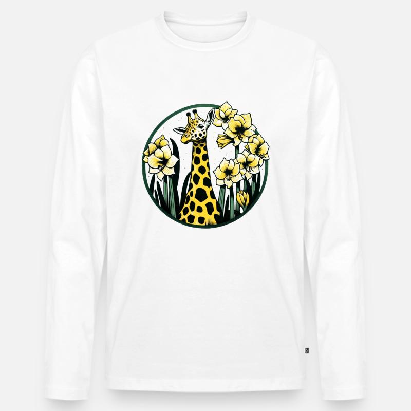 Giraffe - Männer Premium Bio Langarmshirt - Weiß