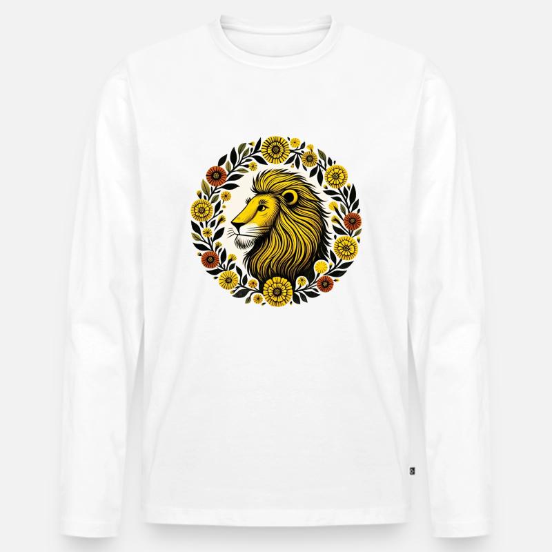 Ringelblume Löwe Löwe - Männer Premium Bio Langarmshirt - Weiß