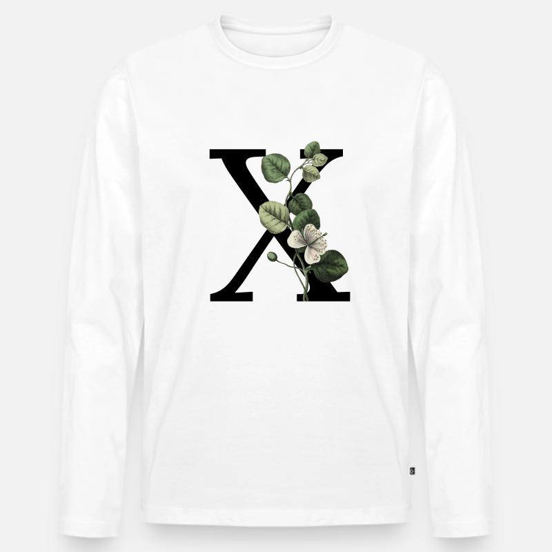 Buchstabe X Grüne Botanik - Männer Premium Bio Langarmshirt - Weiß
