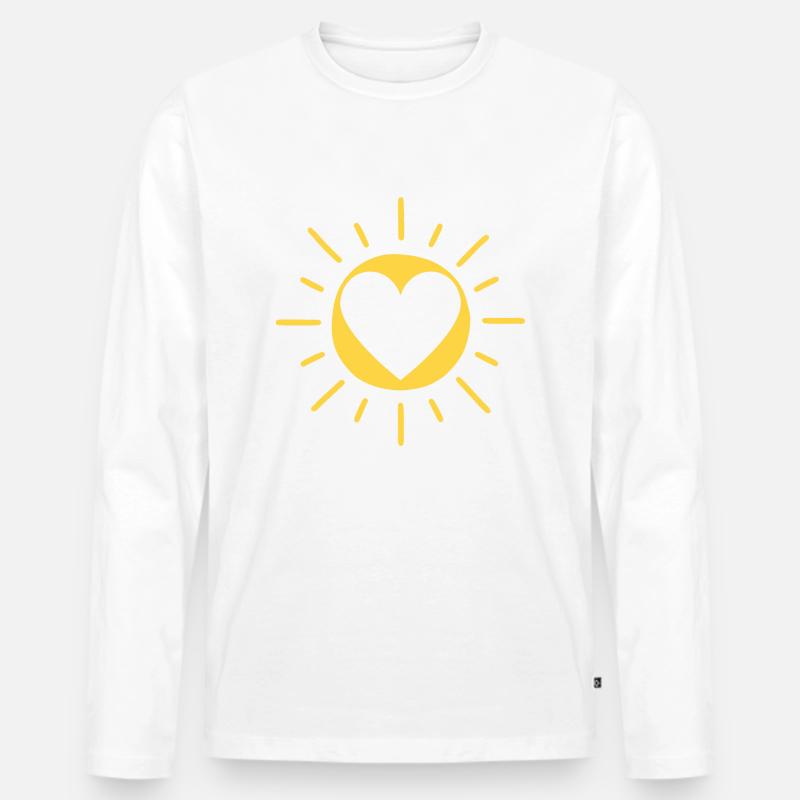 Verliebte Sonne - Männer Premium Bio Langarmshirt - Weiß