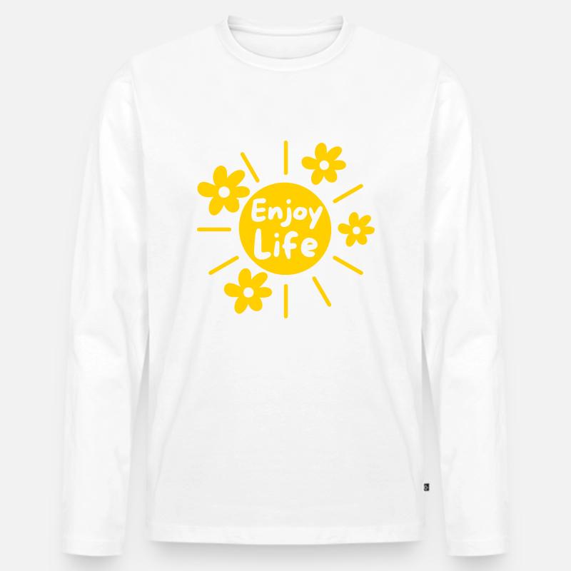 Genieße das Leben - Männer Premium Bio Langarmshirt - Weiß