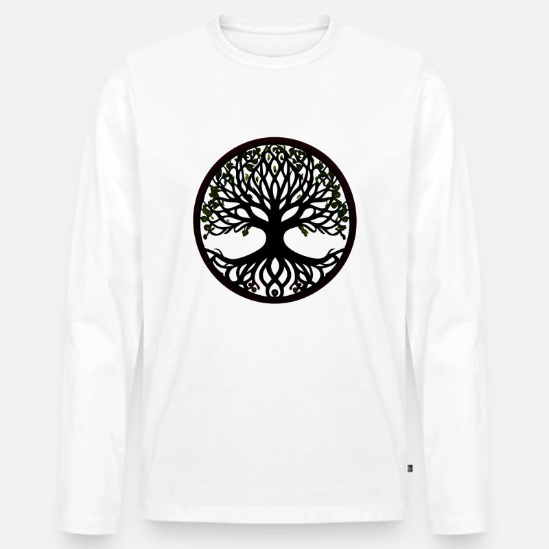 Baum des Lebens - Keltischer Stil - Männer Premium Bio Langarmshirt - Weiß