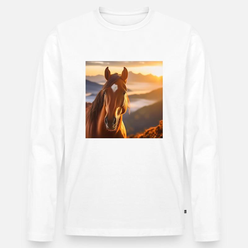 Pferdekunst - Männer Premium Bio Langarmshirt - Weiß