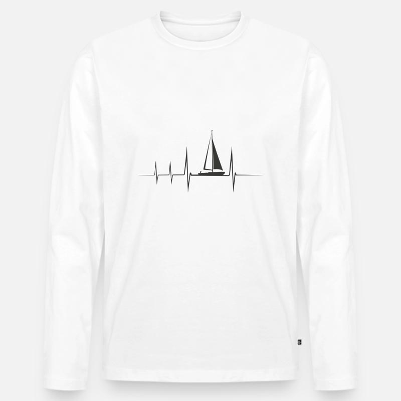 Segelboot Heartbeat Segelboot - Männer Premium Bio Langarmshirt - Weiß