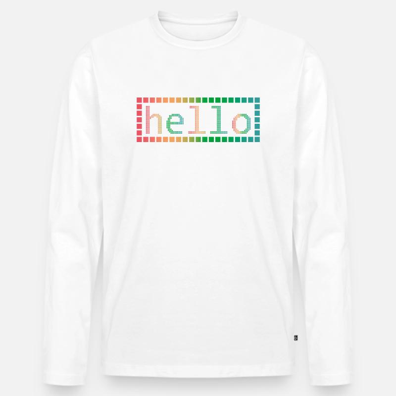 Hello in Pixels - Männer Premium Bio Langarmshirt - Weiß