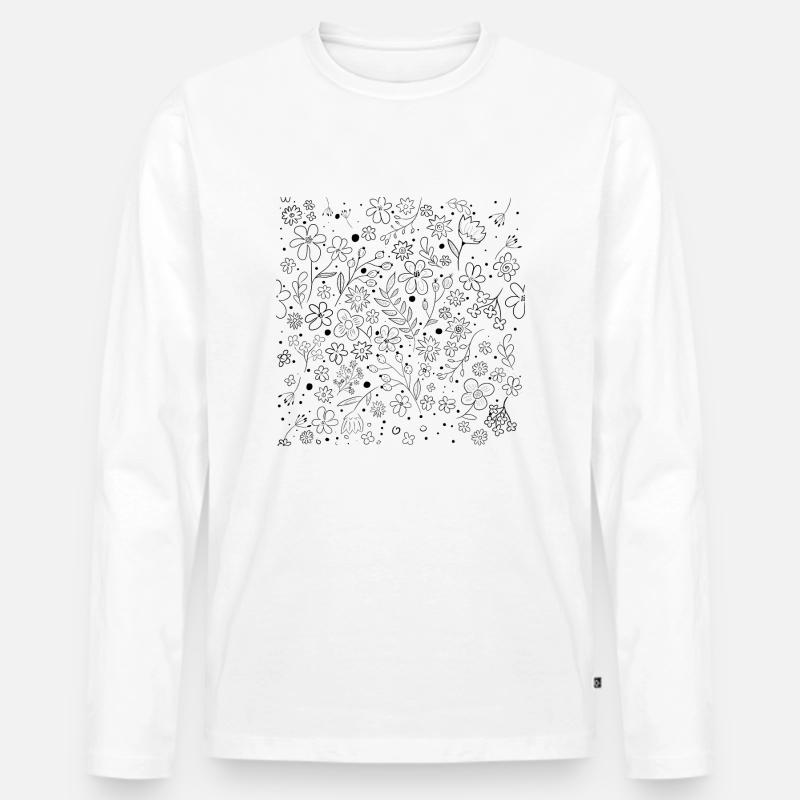 BlumenMuster - Männer Premium Bio Langarmshirt - Weiß