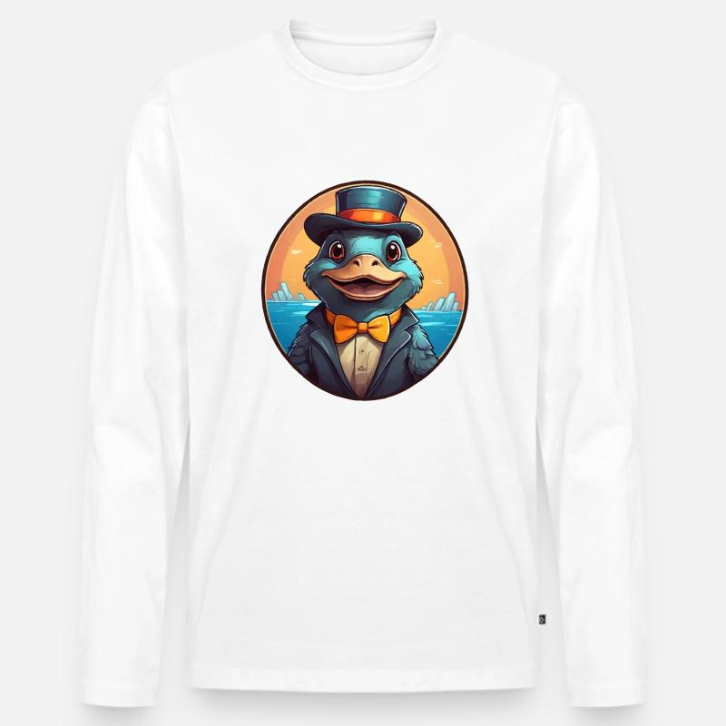 Lustiges Schnabeltier Comic - Männer Premium Bio Langarmshirt - Weiß