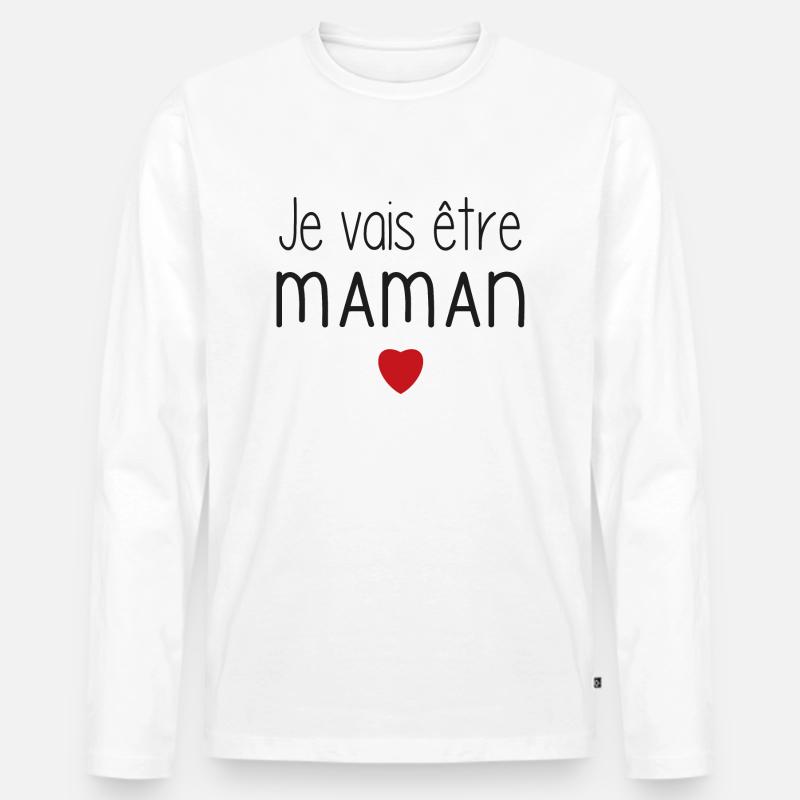 Ich werde Mama - Herz - Männer Premium Bio Langarmshirt - Weiß