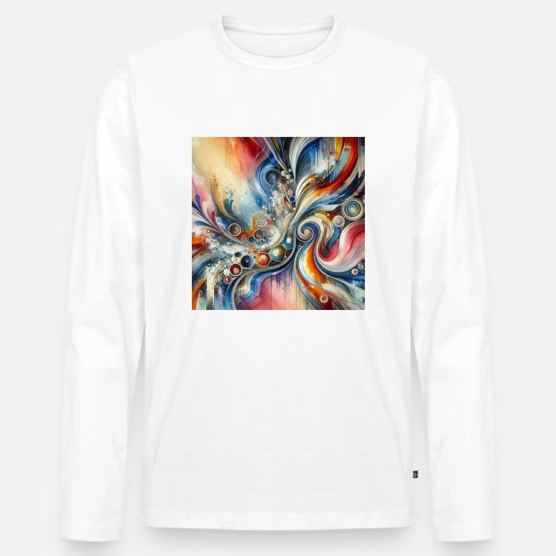 Lebendige Echos - Abstraktes Gemälde - Männer Premium Bio Langarmshirt - Weiß