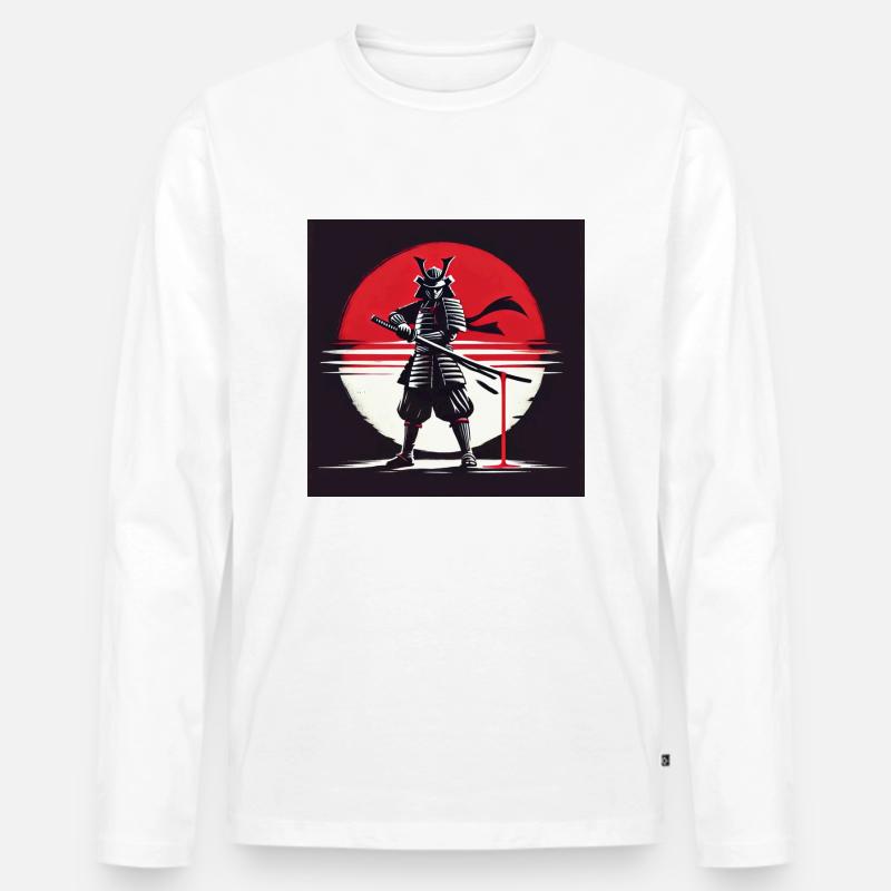 Mystical Samurai - Männer Premium Bio Langarmshirt - Weiß