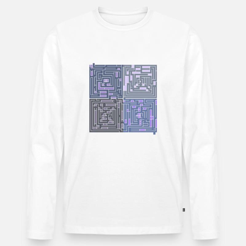 Maze 2 (transparenter Hintergrund) - Männer Premium Bio Langarmshirt - Weiß