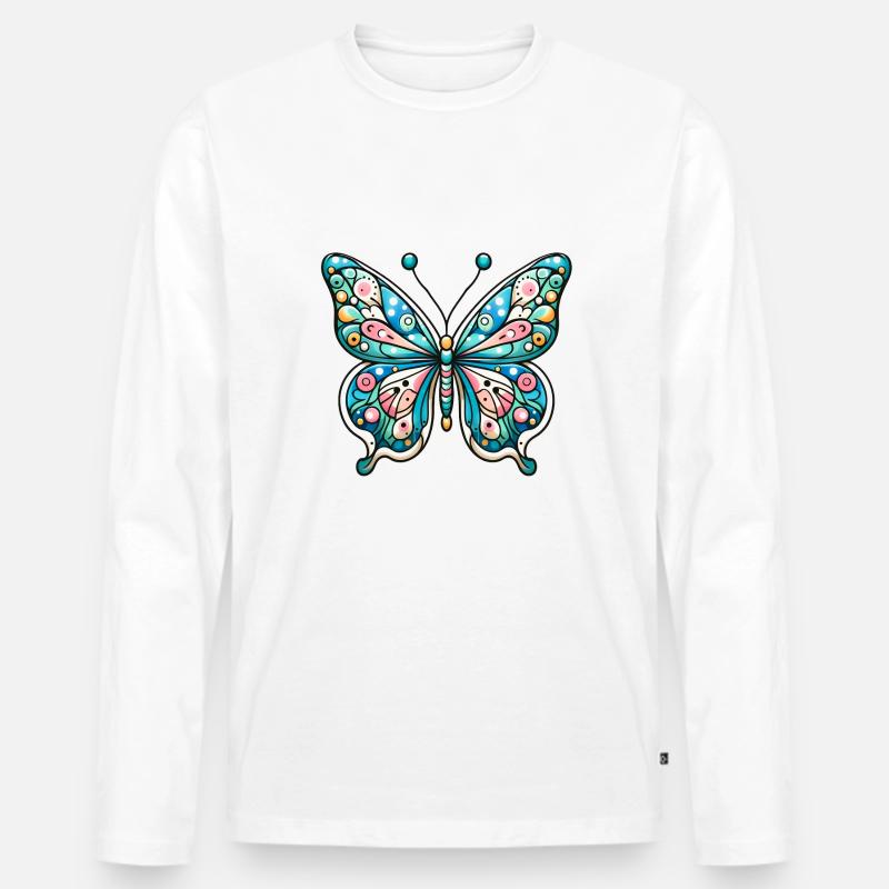 Super Papillon - Fairy Glow - Männer Premium Bio Langarmshirt - Weiß