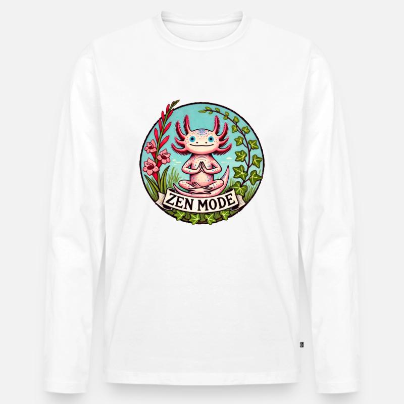 Zen-Modus Axolotl - Männer Premium Bio Langarmshirt - Weiß