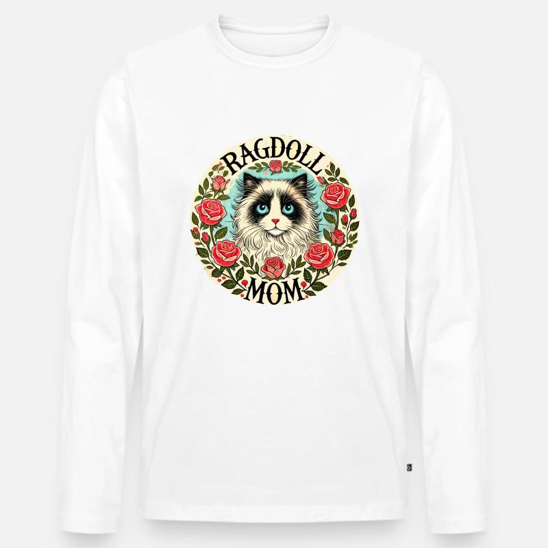 Ragdoll Katze Mama - Männer Premium Bio Langarmshirt - Weiß