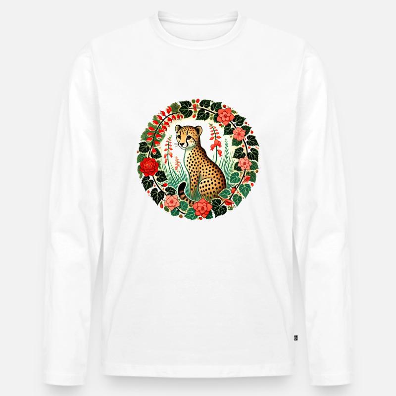 Gepard - Männer Premium Bio Langarmshirt - Weiß