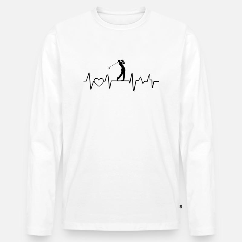 Golf-Herzschlag - Männer Premium Bio Langarmshirt - Weiß