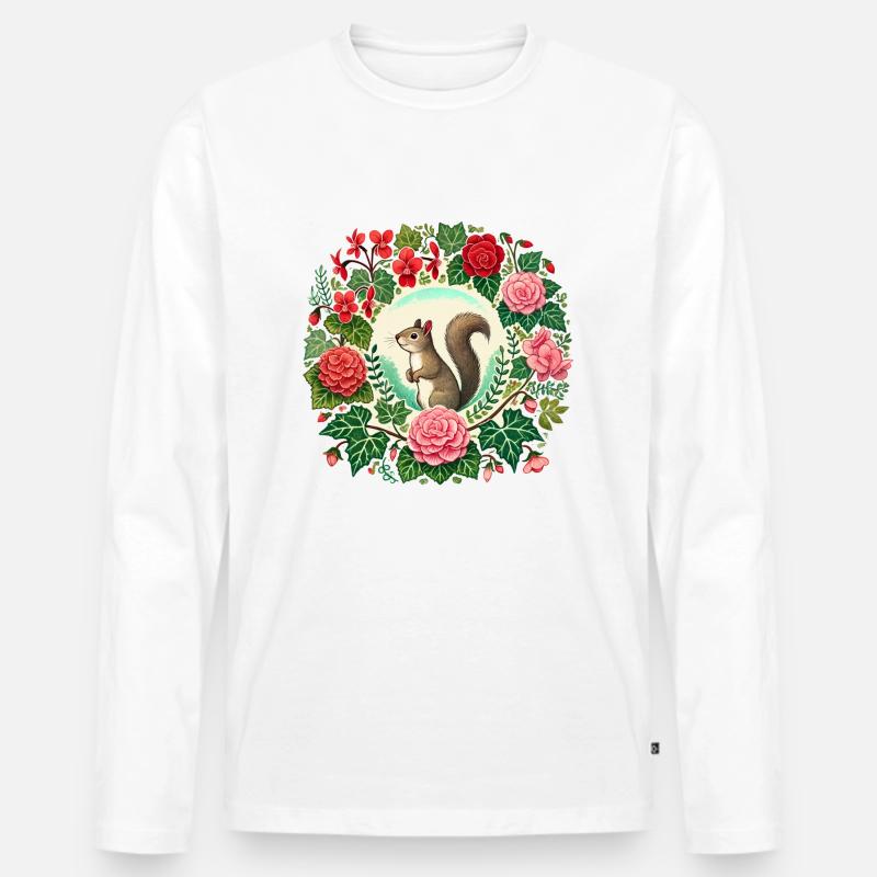 Niedliches Eichhörnchen - Männer Premium Bio Langarmshirt - Weiß