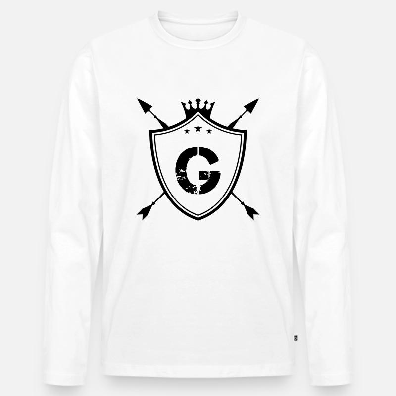 wappen g - Männer Premium Bio Langarmshirt - Weiß