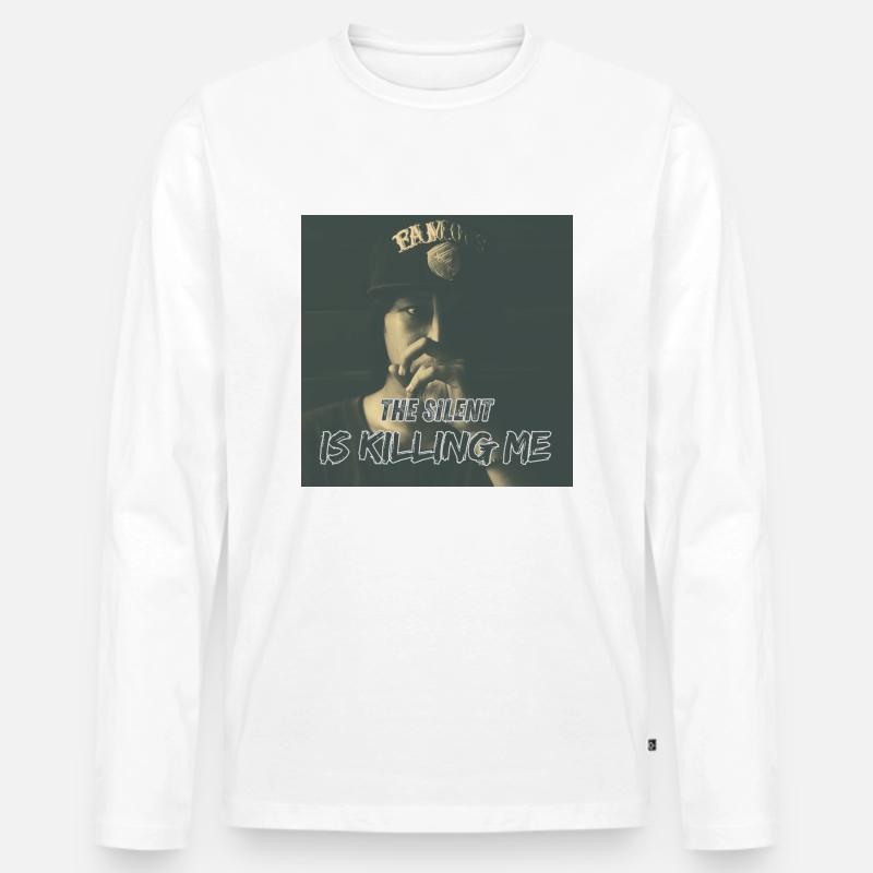 Silent Torment - Männer Premium Bio Langarmshirt - Weiß