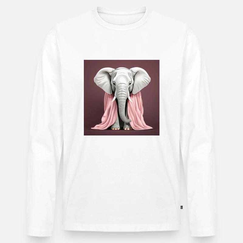 Elefant mit rosa Decke - Männer Premium Bio Langarmshirt - Weiß