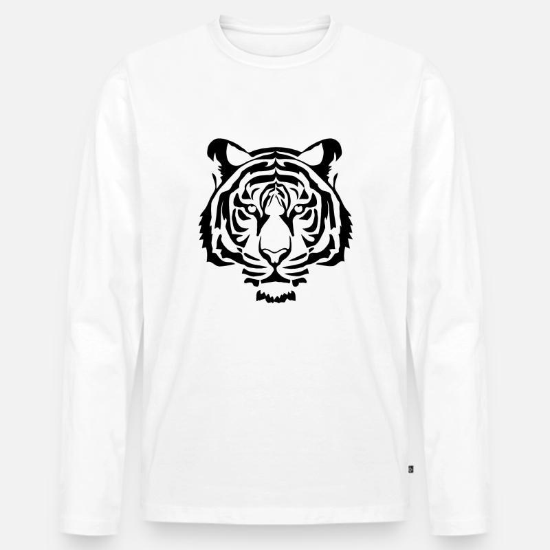 Cooler schwarzer Tiger - Männer Premium Bio Langarmshirt - Weiß