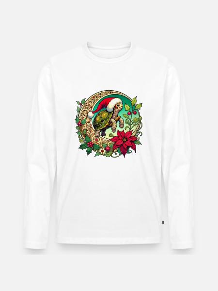 Christmas Turtle - Men's Premium Organic Long Sleeve Shirt - white