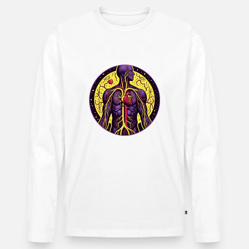 Lebendiges anatomisches Herz - Männer Premium Bio Langarmshirt - Weiß