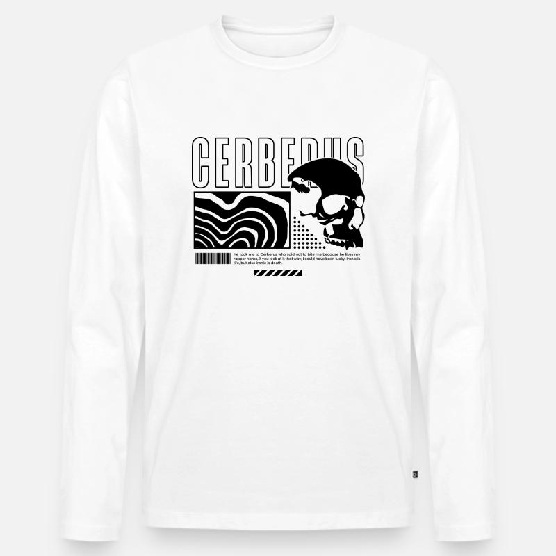 Schwarzer Cerberus - Männer Premium Bio Langarmshirt - Weiß