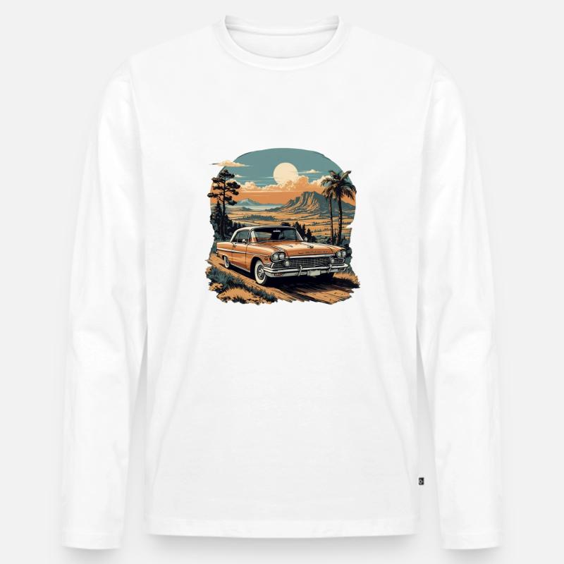 Oldtimer Leidenschaft: Stilvolle Kollektion - Männer Premium Bio Langarmshirt - Weiß