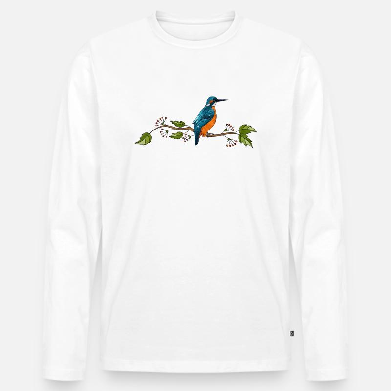 Bunter Vogel - Männer Premium Bio Langarmshirt - Weiß