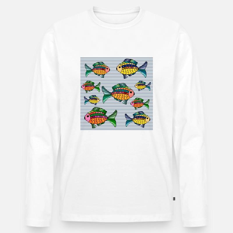 Fische - Männer Premium Bio Langarmshirt - Weiß