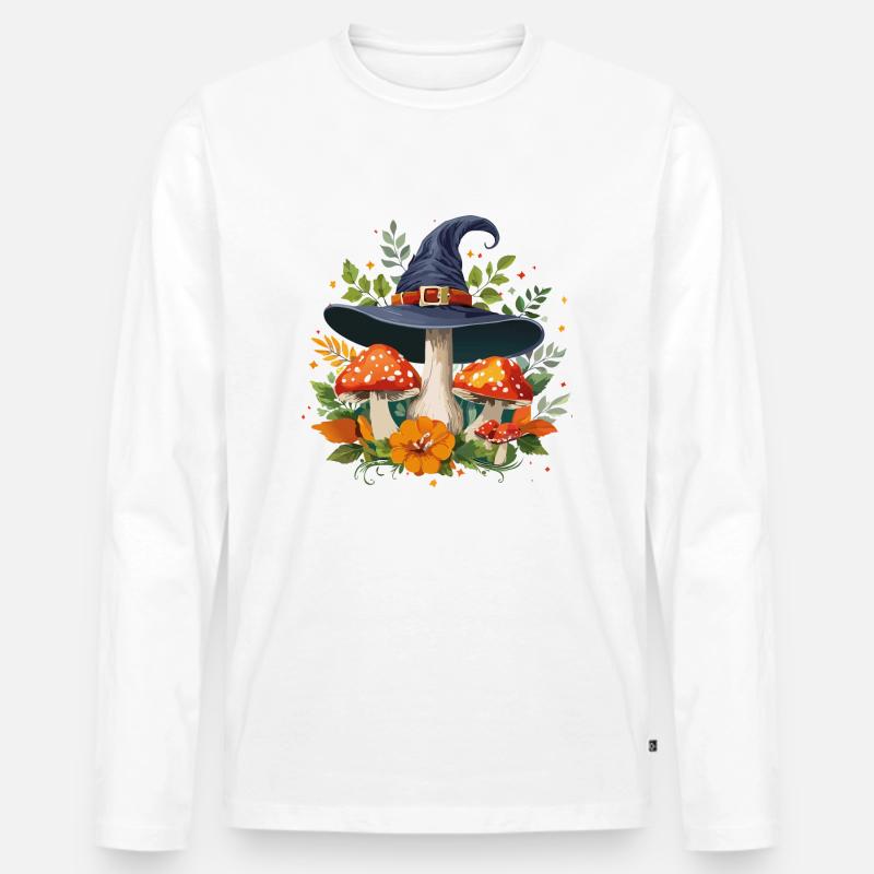 Hexenpilz - Männer Premium Bio Langarmshirt - Weiß