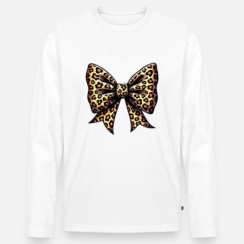GROSSE SCHLEIFE MIT LEOPARD-TREND - Männer Premium Bio Langarmshirt - Weiß