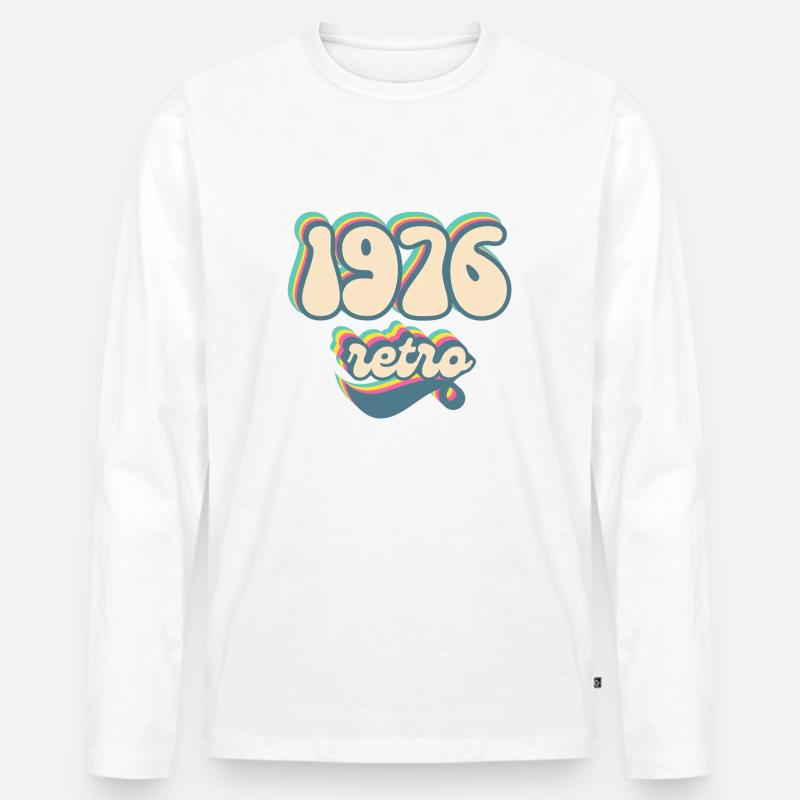 1976 Retro Geschenkidee - Männer Premium Bio Langarmshirt - Weiß